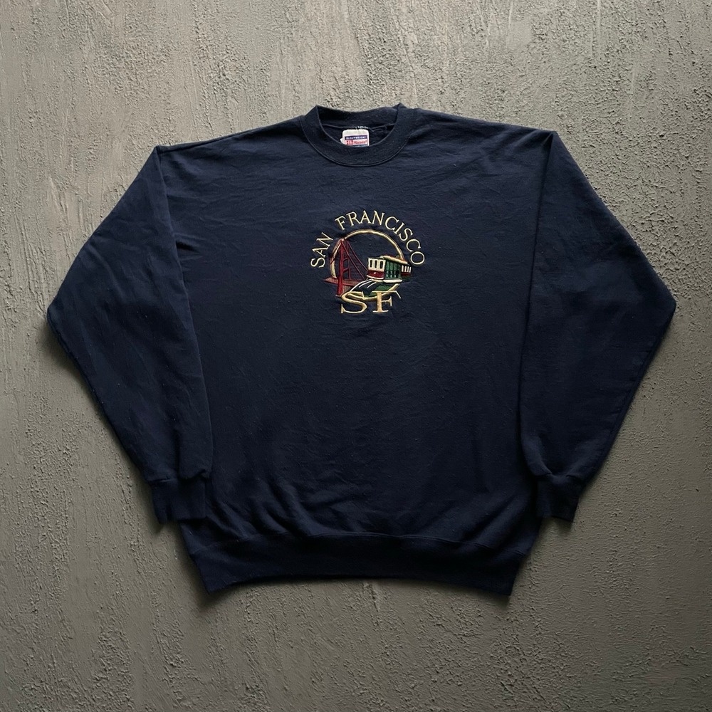 Vintage San Francisco Sweatshirt Mens XL Navy Blue 90s Hanes